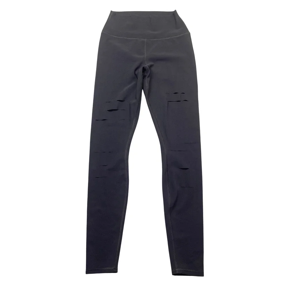Alo Yoga High Waist Ripped Warrior Leggings Black Size M VN4505 Athleisure
